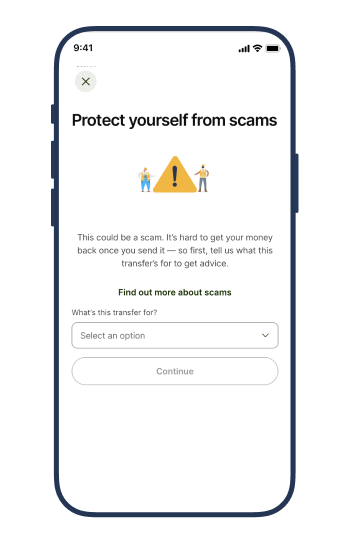 We warn you in-app about potential scams 